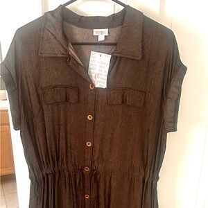 Stacie Lularoe Brown Button-Up Dress